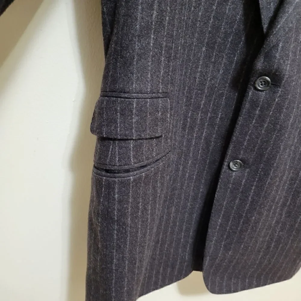 Paul Stuart Wool Blazer Dark Gray Striped Size 41 XL